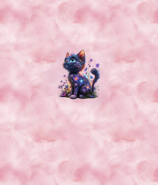 Fantasie - Panelbild Katze rosa 70cm - BIO Jersey