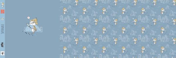 Großstadt Spürnase - Panel jeansblau 60x180cm - BIO Jersey