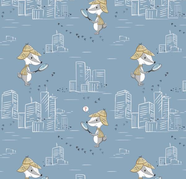 Großstadt Spürnase - Panel jeansblau 60x180cm - BIO Jersey