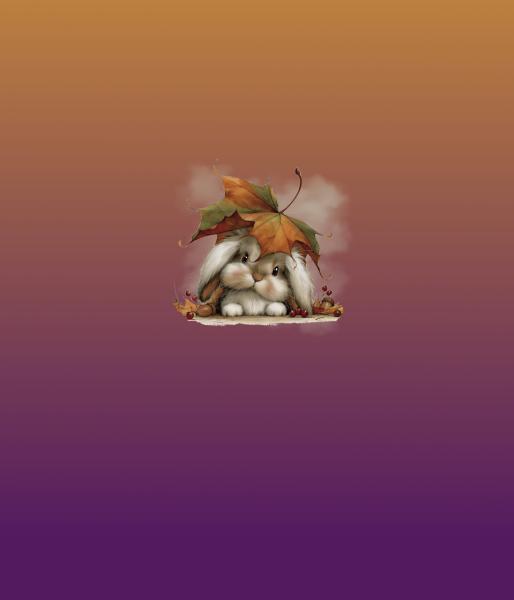 HalloAutumn Panel Hase orange-lila – BIO French Terry
