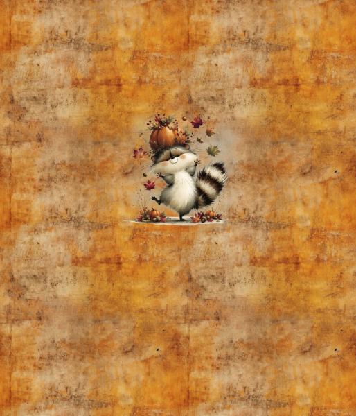HalloAutumn Panel Herbstwaschbär orange – BIO French Terry