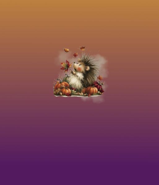 HalloAutumn Panel Igel orange-lila – BIO French Terry