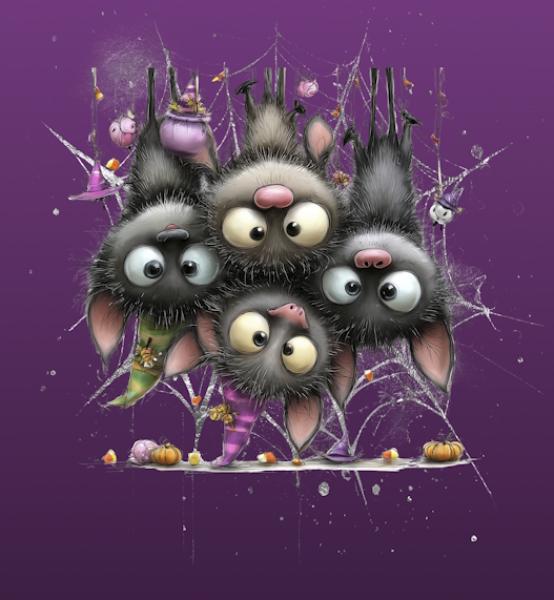HalloAutumn Panel Fledermäuse lila – BIO French Terry
