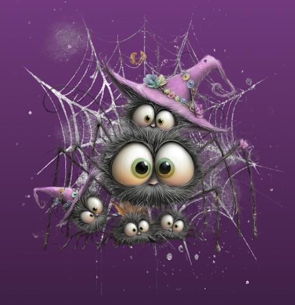 HalloAutumn Panel Spinne lila – BIO French Terry