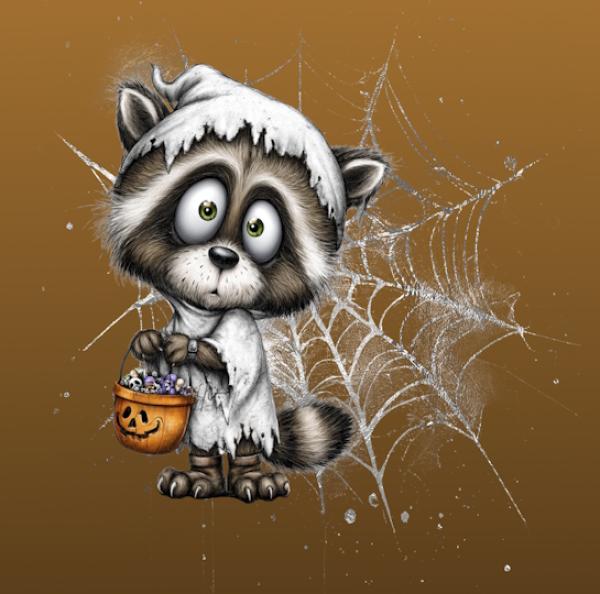 HalloAutumn Panel Waschbär orange – BIO French Terry