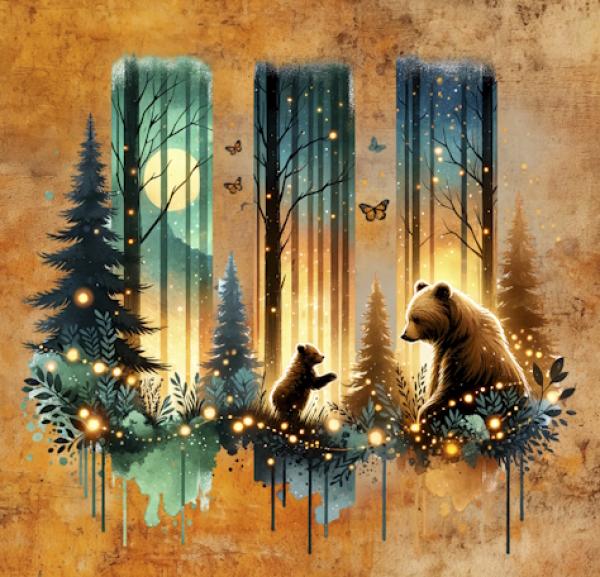 HalloAutumn Panel Bären orange – BIO French Terry