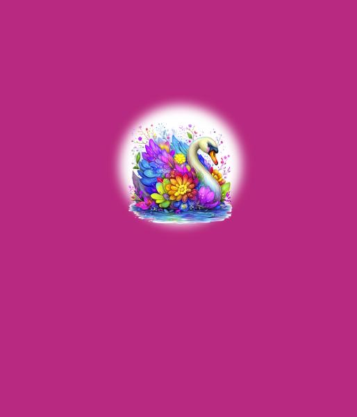 Rainbow - Panelbild Schwan 70cm - BIO French Terry