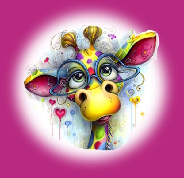 Rainbow - Panelbild Giraffe 70cm - BIO French Terry