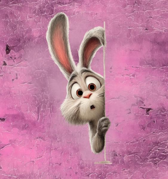 Guck Guck 2026 - Panelbild Hase rosa - BIO French Terry
