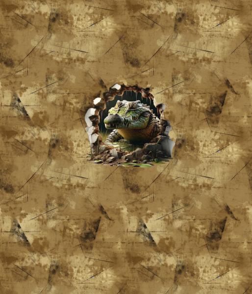 Wallies - Panelbild Krokodil 70cm - BIO French Terry