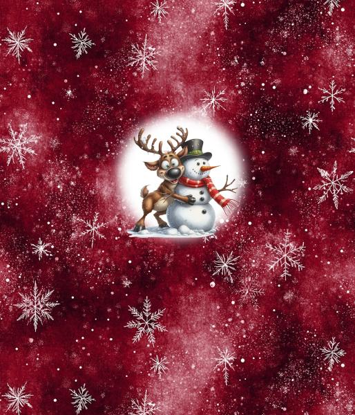 Winter Panel Rentier und Schneemann - BIO French Terry