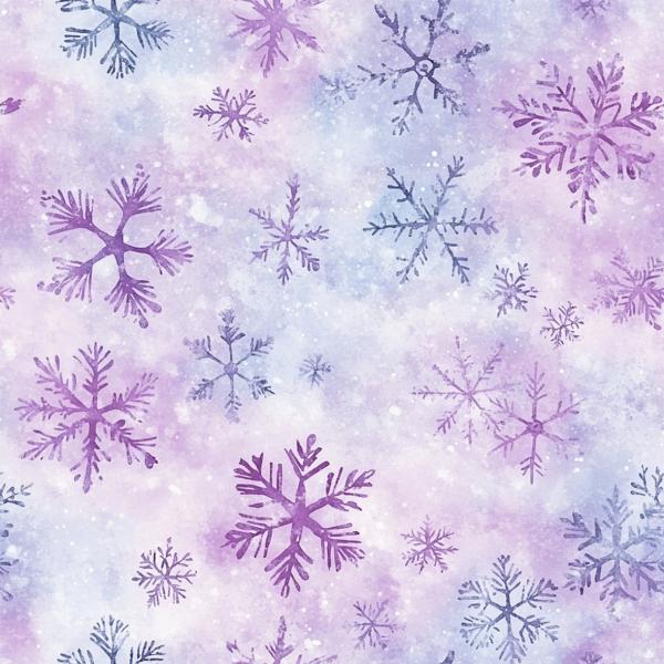 Winter Schneeflocken lila blau - Überbreite BIO French Terry