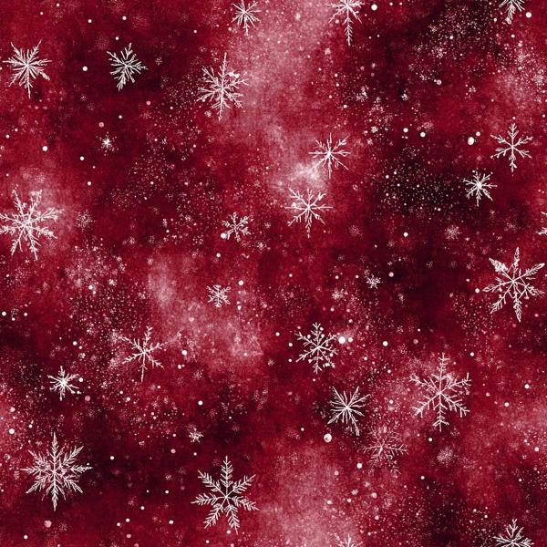 Winter Schneeflocken rot - Überbreite BIO French Terry