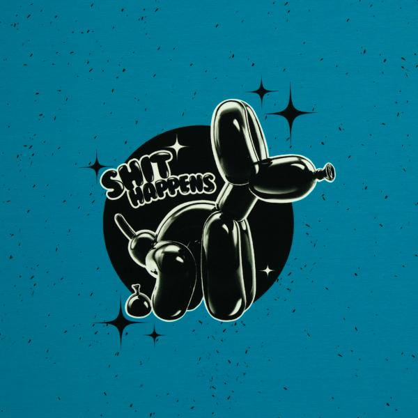 VORBESTELLUNG - Panel Shit Happens türkis by Thorsten Berger - French Terry, Swafing