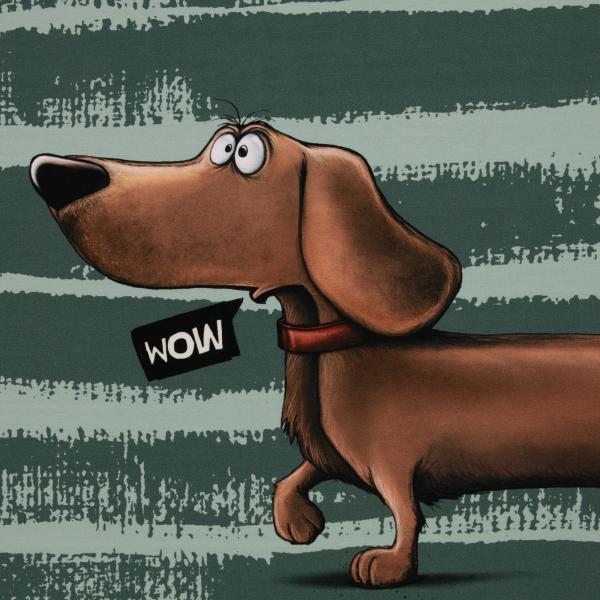 VORBESTELLUNG - Panel Dachshund Berny grün by Thorsten Berger - French Terry, Swafing
