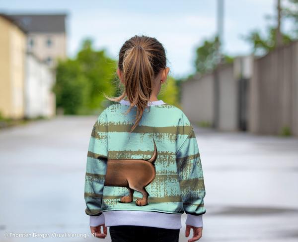 VORBESTELLUNG - Panel Dachshund Berny mint by Thorsten Berger - French Terry, Swafing