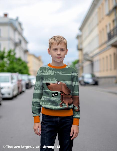 VORBESTELLUNG - Panel Dachshund Berny grün by Thorsten Berger - French Terry, Swafing