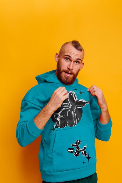 VORBESTELLUNG - Panel Shit Happens türkis by Thorsten Berger - French Terry, Swafing