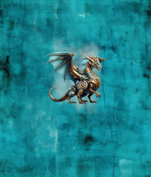 Steampunk Drache Panel – BIO French Terry