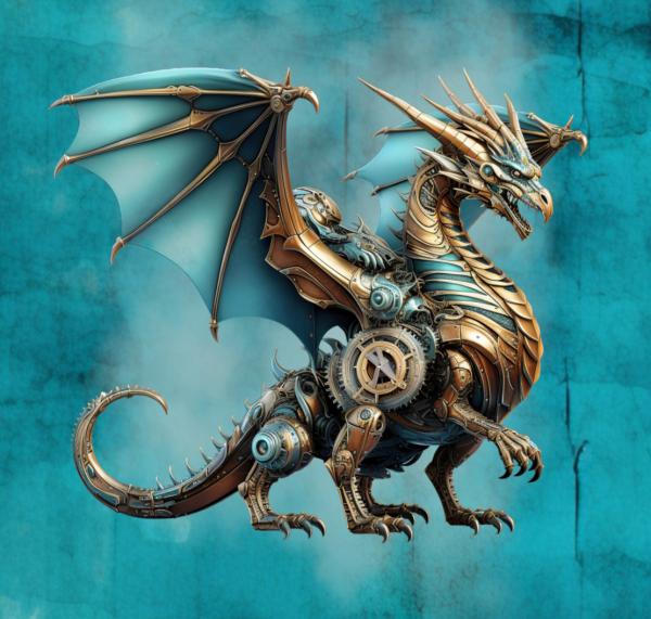 Steampunk Drache Panel – BIO French Terry