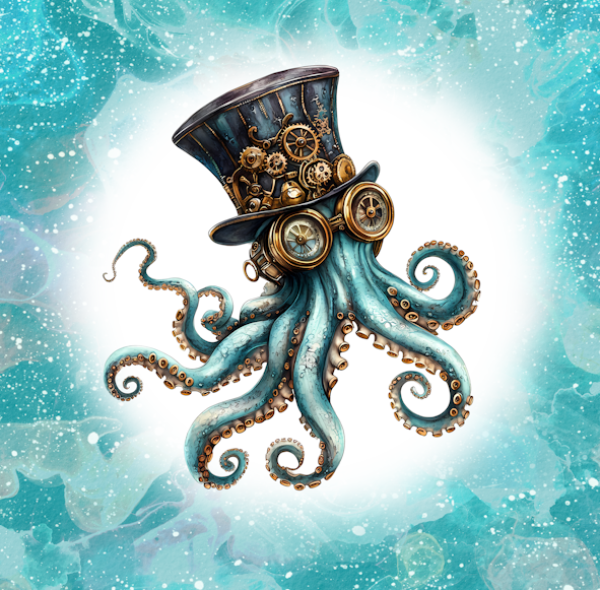 Sealife - Steampunk Oktopus 70cm - BIO Jersey