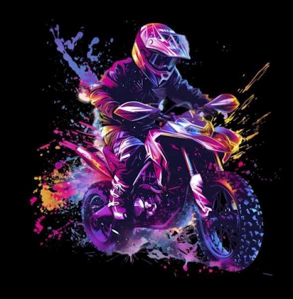 Neon - Panelbild Motorrad 70cm - BIO French Terry