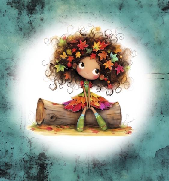 Hello Autumn - Panelbild Herbstmädchen - BIO French Terry