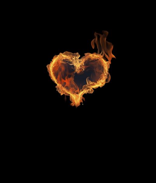 On Fire - Panelbild Herz 70cm - BIO French Terry
