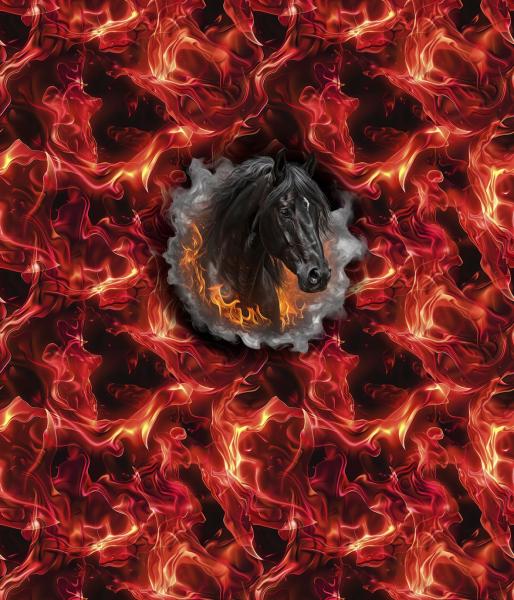 On Fire - Panelbild Pferdekopf 70cm - BIO French Terry