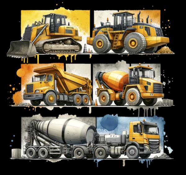 Baustellen Panel Stoff – Bagger & LKW