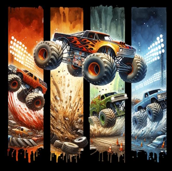 Print - Monstertrucks 70cm - BIO French Terry