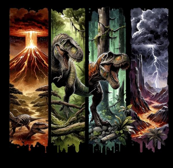 T-Rex Panel French Terry – Dinosaurier Stoff