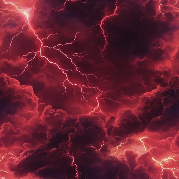 Print - Wolken rot - Überbreite BIO French Terry