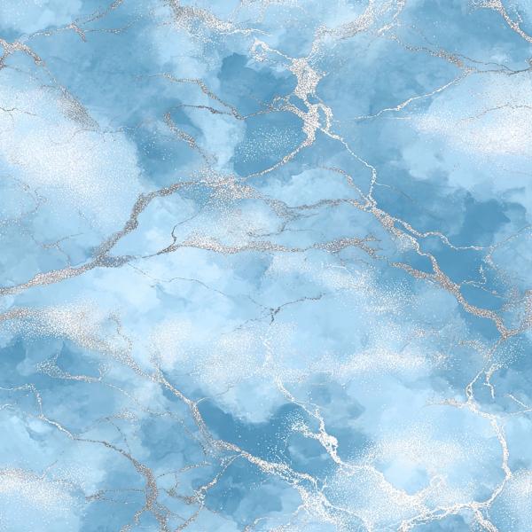 Print Kombistoff Eisblau French Terry