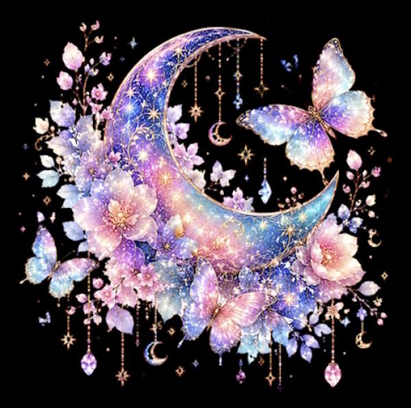 Mond Panel French Terry mit Schmetterlingen