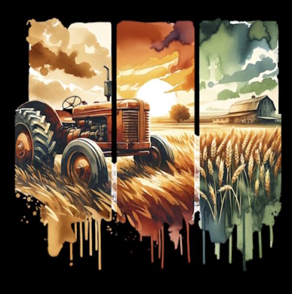 Traktor Panel French Terry – Bauernhof Stoff