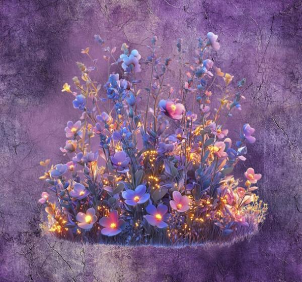 Midnight Garden - Blumen 70cm - BIO French Terry