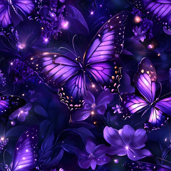 Midnight Garden - Allover Schmetterlinge - Überbreite BIO French Terry