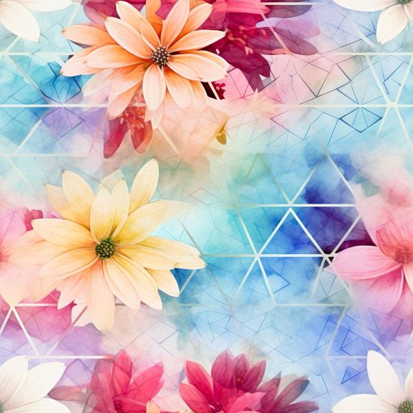 Allover - Blumen geometrisch - BIO Jersey